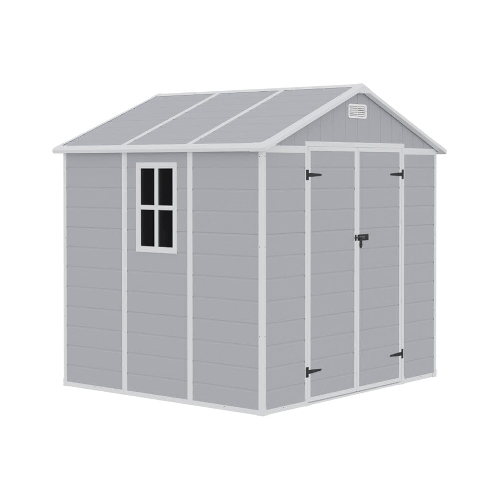 8x6ft Outdoor Apex Roof Plastic Tool Shed with Dual-door (Ver.2) Living and Home 