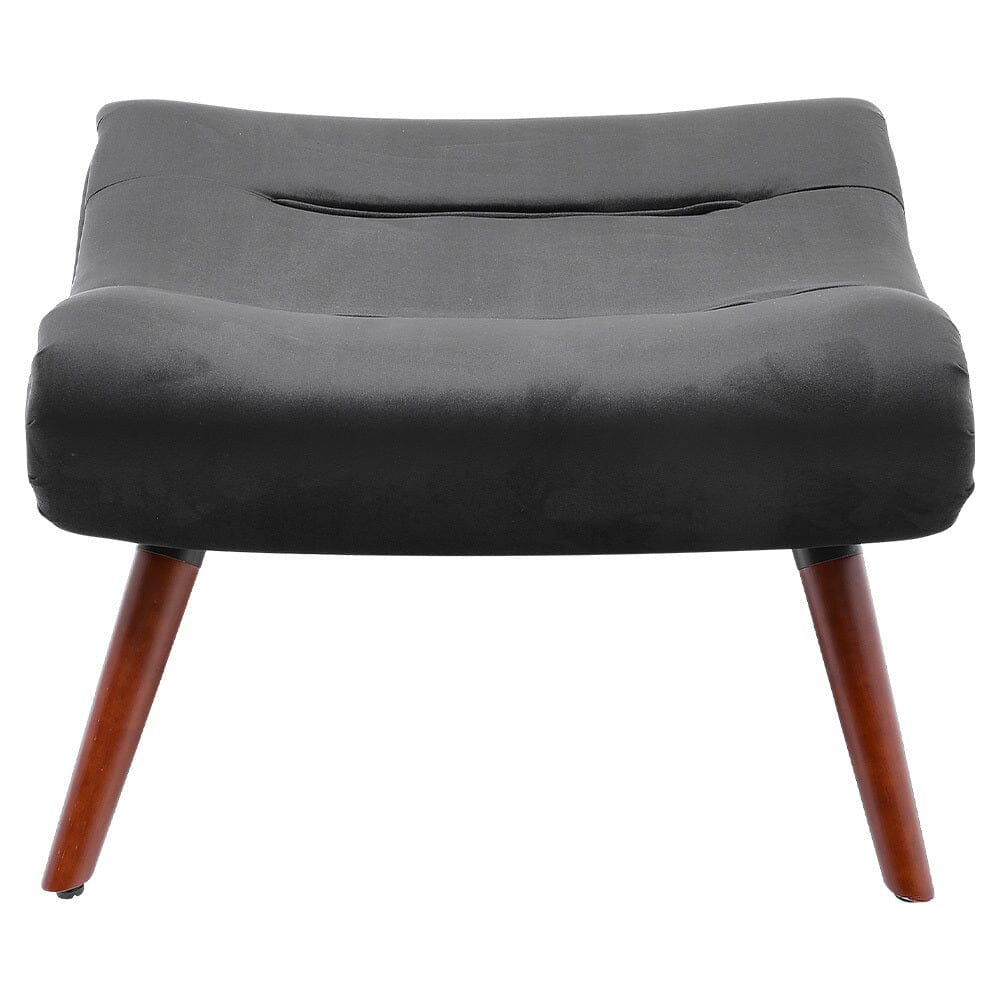 Black Modern Curved Velvet Lounge Chair with Footstool Lounge Chairs Living and Home 