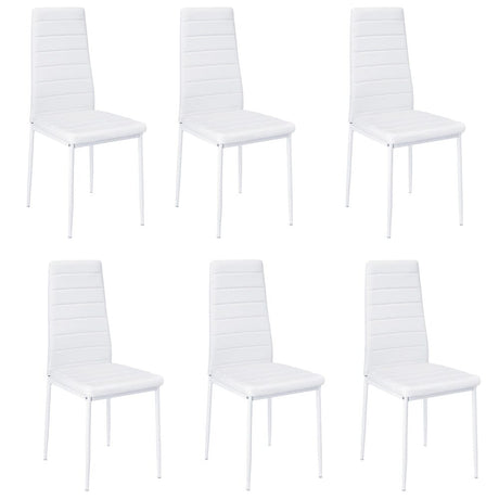 92cm Height Upholstered Leather DINING CHAIR Set of 6 Dining Chairs Living and Home White 