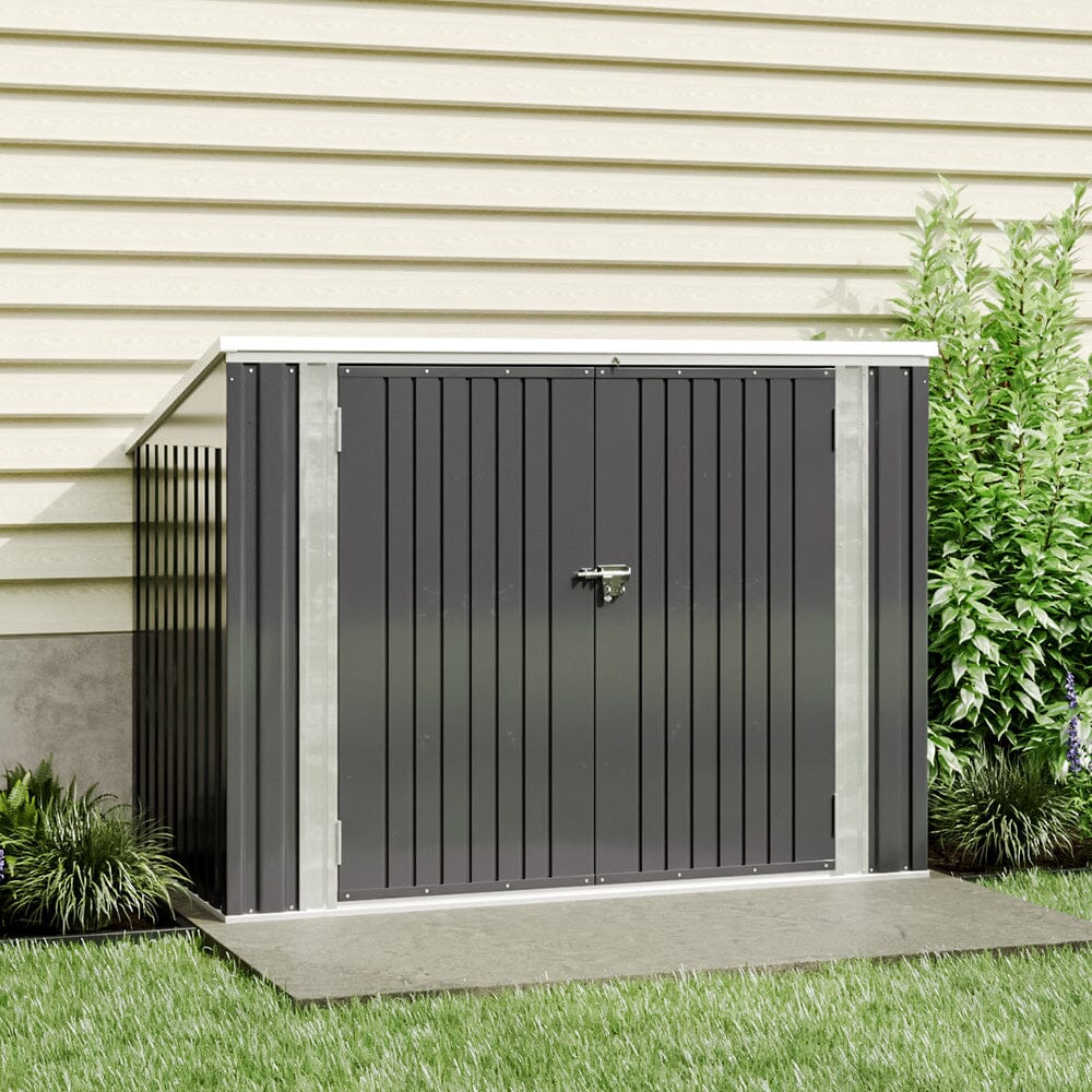 6/7ft Lockable Steel Garden Metal Junk/Bike Storage Shed Green/Black/Grey Bike & Bin Sheds Living and Home 