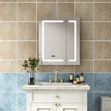 Frameless 2-Door LED Mirror Cabinet with Clock Display Living and Home 