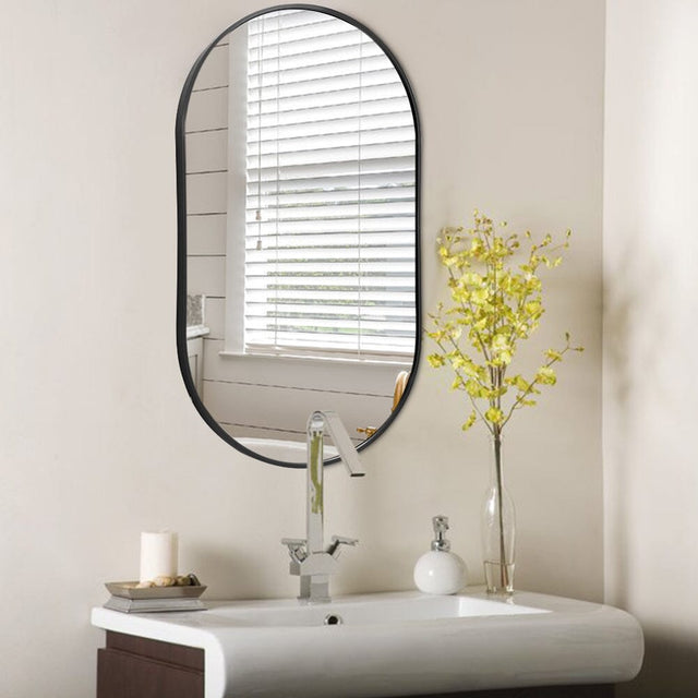 Modern Oval Metal Wall Mirror Black Bathroom Mirrors Living and Home 