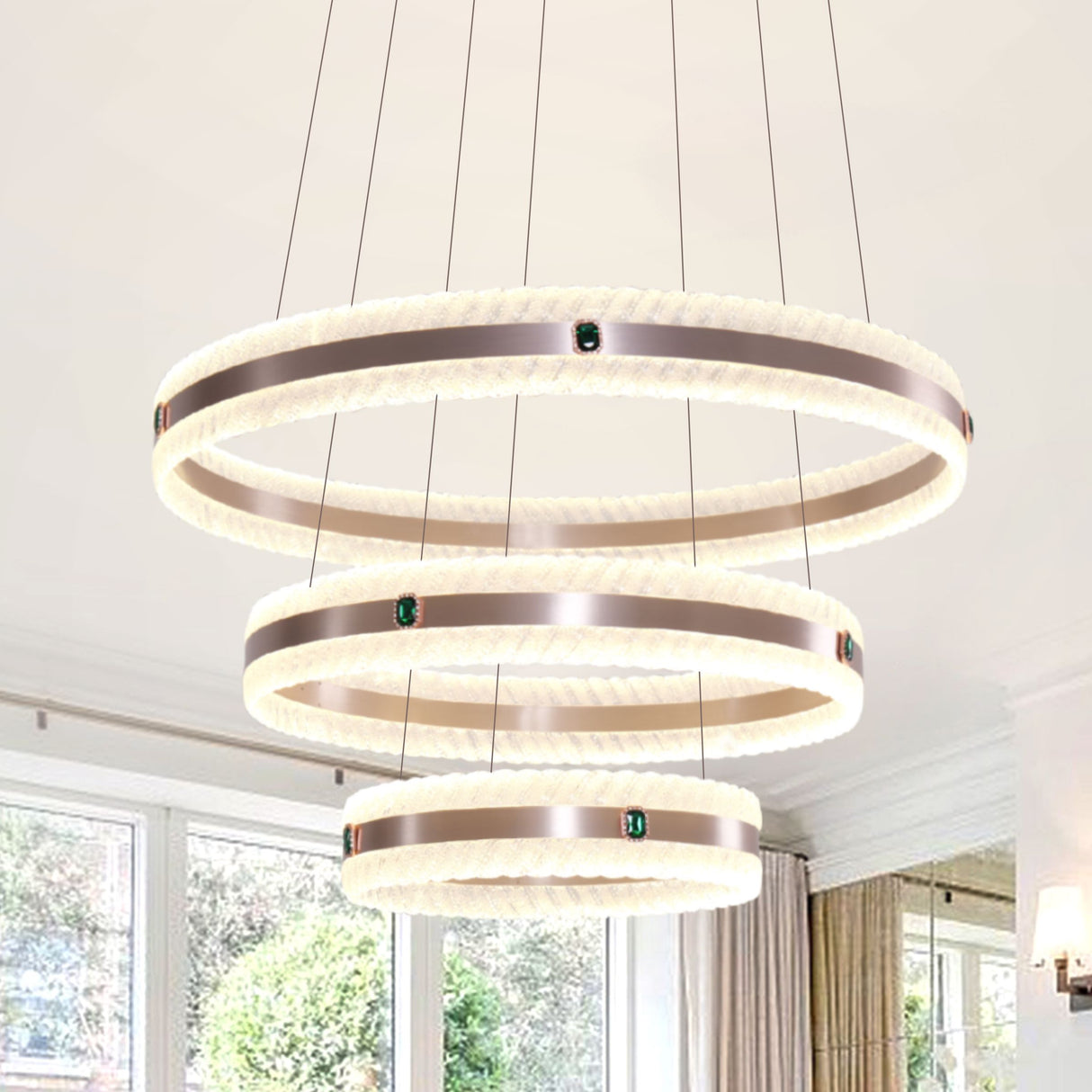 Lightsin Elegant Gold Interwoven Ring Pendant Light Lightsin UK In Stock 