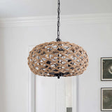 Lightsin Rustic Hemp Rope and Iron Globe Pendant Light for Living Spaces Lightsin UK 