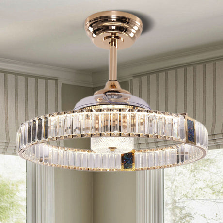 Lightsin Elegant Gold Silent Ceiling Fan Lamp with Crystal Accent Lightsin UK In Stock 