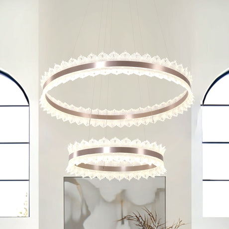 Lightsin Modern Simple Dimmable Metal Ring-Shaped Pendant Light with Acrylic Ceiling Light Cover and Acrylic Lighting Panels Lightsin UK Double Rings In Stock 