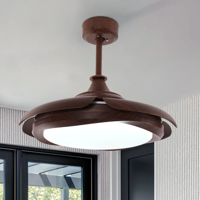 Lightsin Ceiling Fan with Light Copper Halo and Sleek Acrylic Design Lightsin UK 