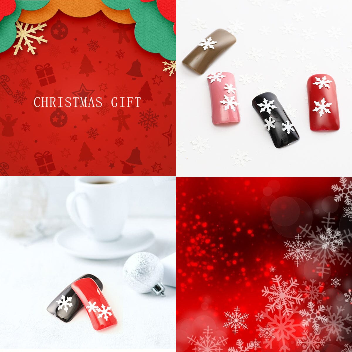 Christmas Nail Art Laser Ultra Thin Super Sticky Snowflake Nail Patches Set of 7 Living and Home 