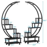 2pcs Half-Moon-Shaped Plant Stand Display Shelf with Wheels Plant Stands & Shelves Living and Home 