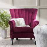 WineRed/Blue Velvet Wingback Chair Upholstered Armchair Wingback Chairs Living and Home 