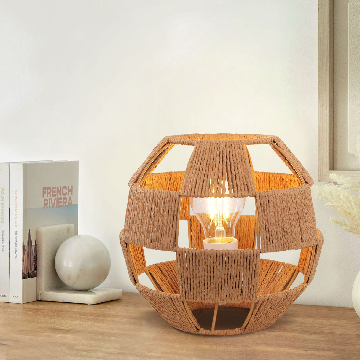 Lightsin Unique Handwoven Globe-Shaped Table Lamp Lightsin UK 