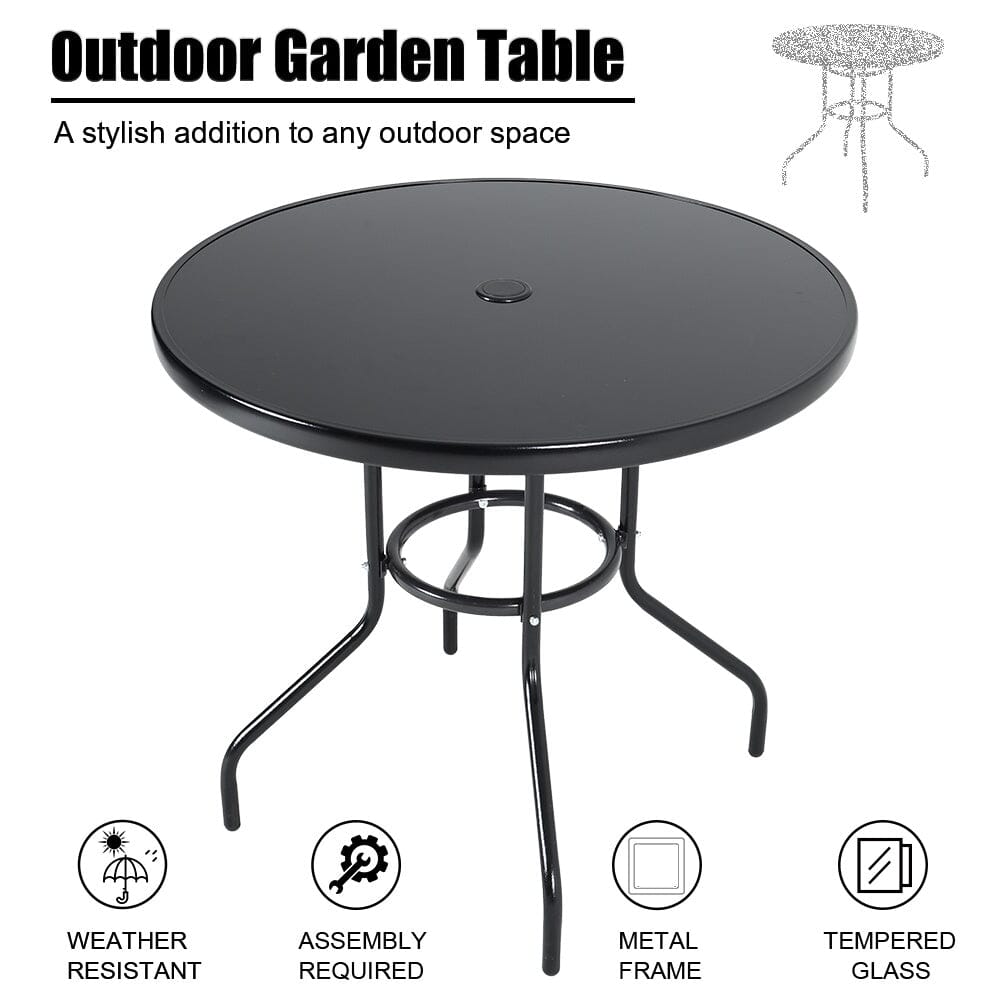 2/4 Seater Outdoor Round Table Garden Tempered Glass Table and Rattan Chairs Garden Dining Sets Living and Home 