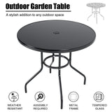 2/4 Seater Outdoor Round Table Garden Tempered Glass Table and Rattan Chairs Garden Dining Sets Living and Home 