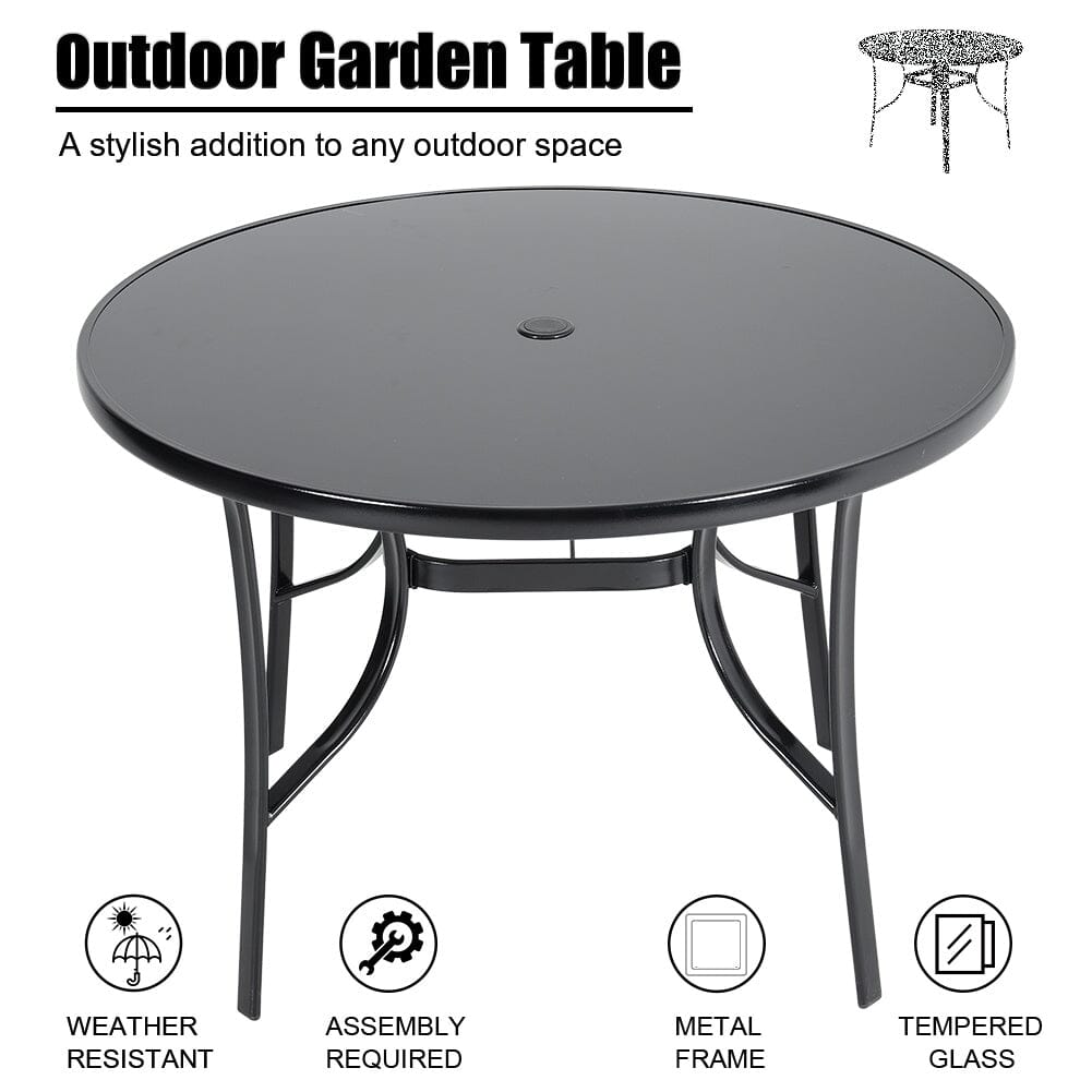 2/4 Seater Outdoor Round Table Garden Tempered Glass Table and Rattan Chairs Garden Dining Sets Living and Home 