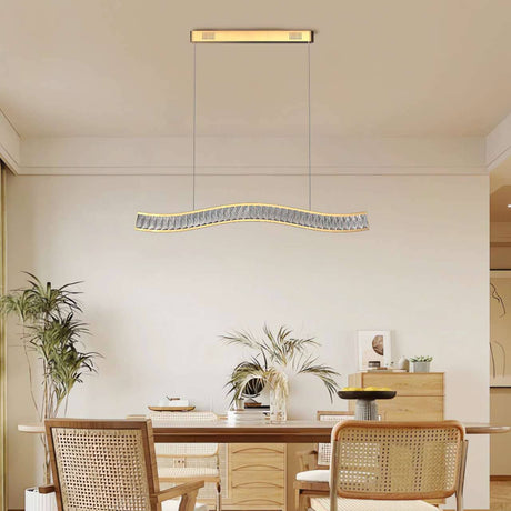 Lightsin Wave Gold Crystal LED Pendant Light for Modern Interiors Lightsin UK In Stock 