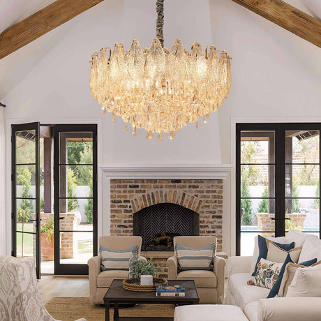 Lightsin Champagne Gold Crystal Leaf Chandelier Lightsin UK 