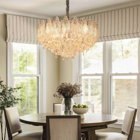 Lightsin Champagne Gold Crystal Leaf Chandelier Lightsin UK Circle (S) In Stock 