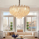 Lightsin Champagne Gold Crystal Leaf Chandelier Lightsin UK 