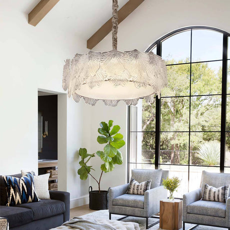 Lightsin Vintage Leaf Glass Pendant Light with Metal Frame Lightsin UK S In Stock 