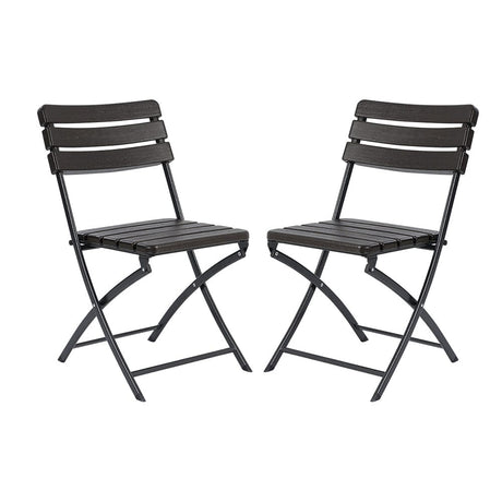 Set of 2 Outdoor Plastic Folding Chairs Garden Dining Sets Living and Home 