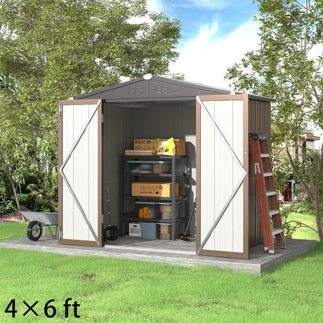 4 x6/ 5 x3 /6 x8 ft Metal Classic Lockable Tool Storage Bike Shed Brown Shed Garden Sheds Living and Home 4x 6ft 