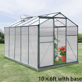 4×6 ft/ 6×6 ft/ 8×6 ft/ 10×6 ft Garden Greenhouse Green Framed with Vent Greenhouses Living and Home 10' × 6' ft With Base 