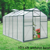 4×6 ft/ 6×6 ft/ 8×6 ft/ 10×6 ft Garden Greenhouse Green Framed with Vent Greenhouses Living and Home 10' × 6' ft Without Base 