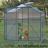 4×6 ft/ 6×6 ft/ 8×6 ft/ 10×6 ft Garden Greenhouse Green Framed with Vent Greenhouses Living and Home 4' × 6' ft Without Base 