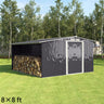 4×8/ 6×8 / 8×8/ 10×8ft Steel Garden Storage Bike Shed with Gable Roof Top Air Circulation Design Garden Sheds Living and Home 8x 8 ft 