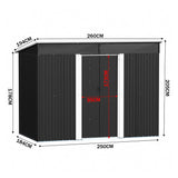 8.6 ft Garden Bike Sheds Metal Storage Shed with Lockable Sliding Doors Garden Sheds Living and Home 