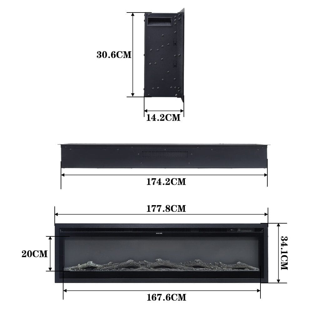 70/80 Inch Electric Fireplace with Remote 9 Flame Colours 900W/1800W Living and Home 