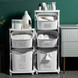 2/3-Tier Bathroom Plastic Storage Trolley Laundry Basket Laundry Baskets Living and Home 