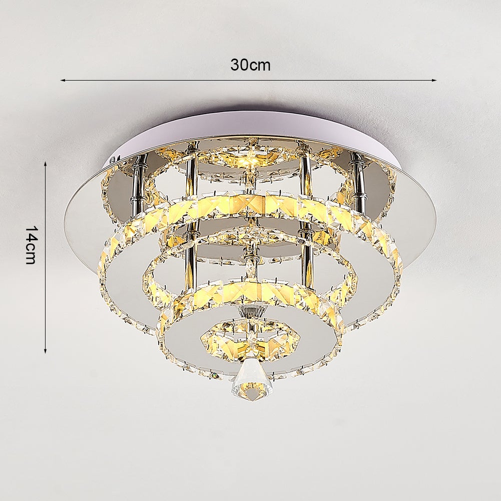 Stacked LED Ceiling Light with Crystal Rims Ceiling Light Living and Home 