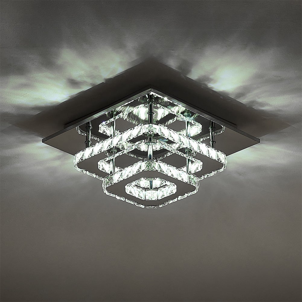 Modern Square Tiered Crystal Ceiling Light Ceiling Light Living and Home 