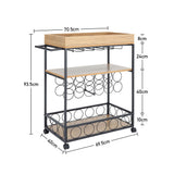 3-Tier Kitchen Cart Wine Serving Trolley Rolling Bar Island Kitchen Cart & Trolley Living and Home 