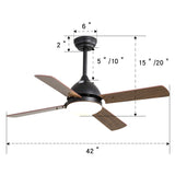 Ceiling Fan Light with LED Lamp & Remote Control 48Inch/42Inch Ceiling Light Living and Home 