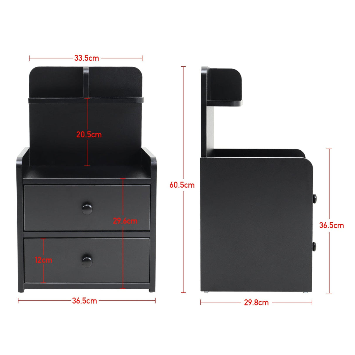 Minimalist Black Wooden Bedside Table with Drawers Cabinets Living and Home 