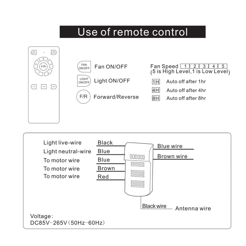 52inch Reversible Ceiling Fan W/Light Remote Control 3/5 Blades 5 Speed Timer Ceiling Light Living and Home 