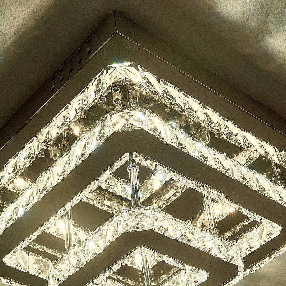 Modern Square Tiered Crystal Ceiling Light Ceiling Light Living and Home 