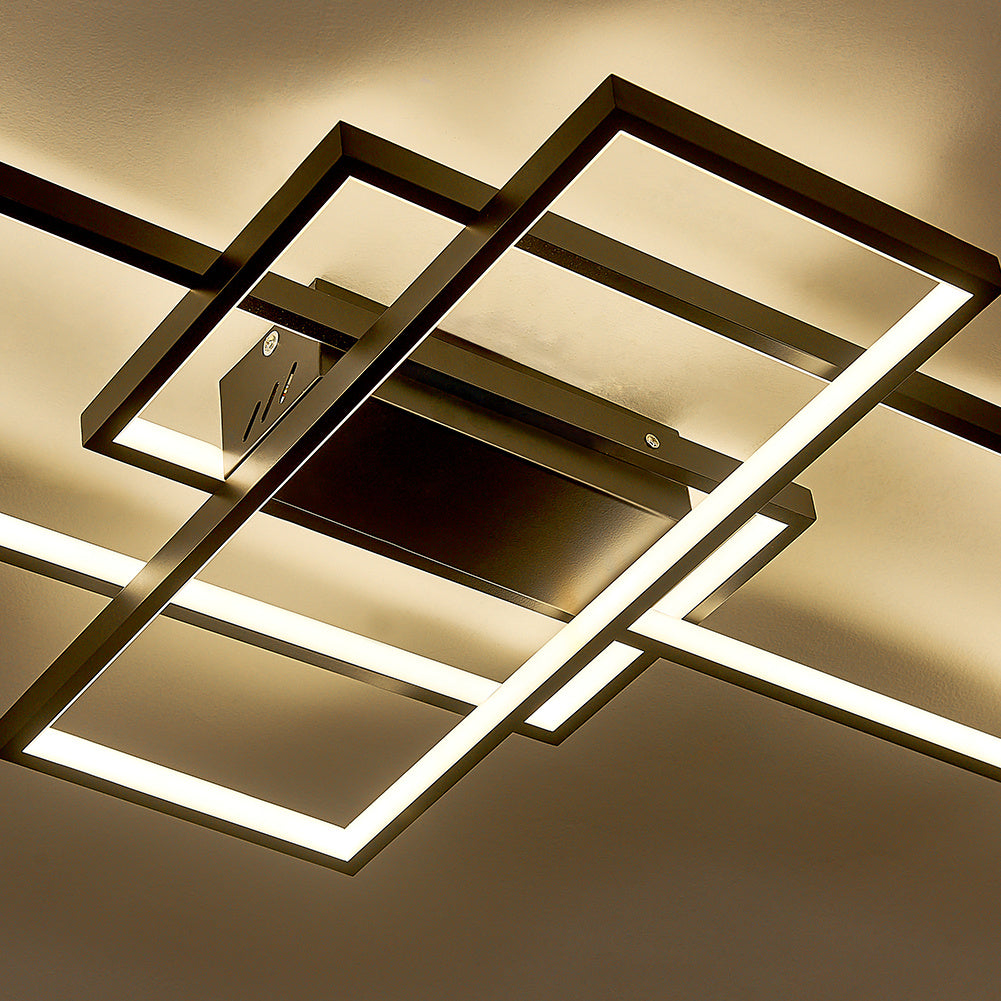 Modern LED Ceiling Light with 3 Black Rectangle Lampshades Ceiling Light Living and Home 