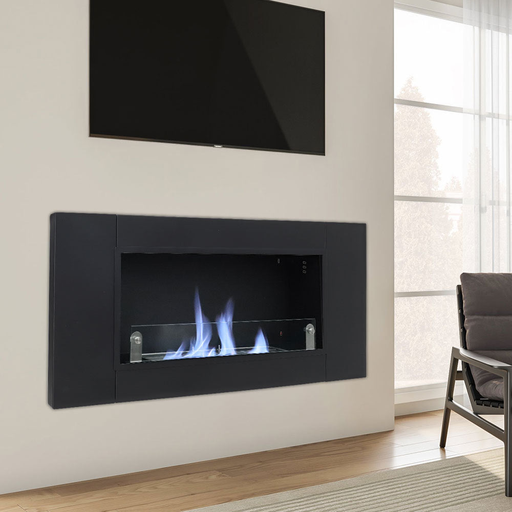 43'' W Surface Wall Mounted Bio-Ethanol Fireplace Black Fireplaces Living and Home 