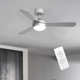 Silver 3 Blade Ceiling Fan with LED Lamp & Remote Control 42Inch Ceiling Light Living and Home 