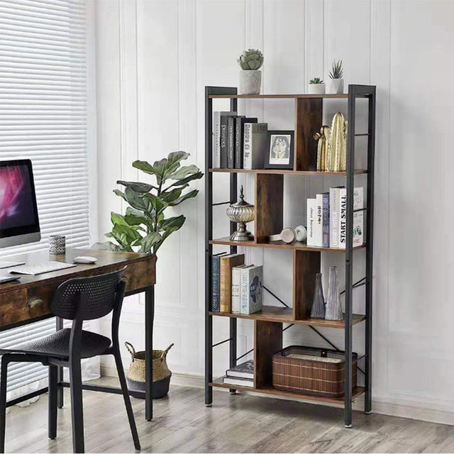 61'' H x 29'' W Steel Bookcase Industrial Bookshelf Bookcases & Standing Shelves Living and Home 