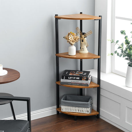 3/4 Shelves Triangle Corner Shelf Rack Bookcase Storage Unit Shelves & Racks Living and Home 4 Shelves 