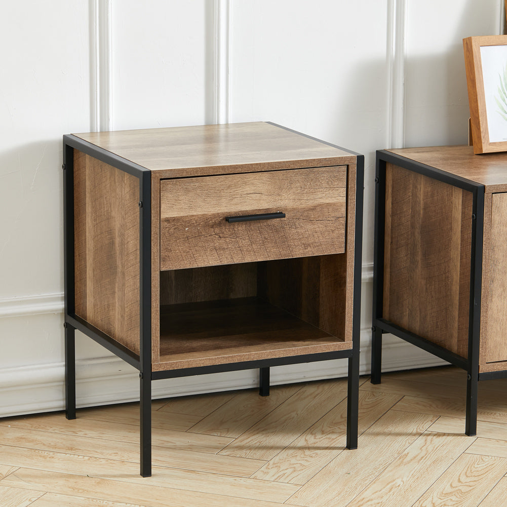 Storage Bedside Table 2 Shelves End Table Industrial Nightstand End Tables Living and Home 