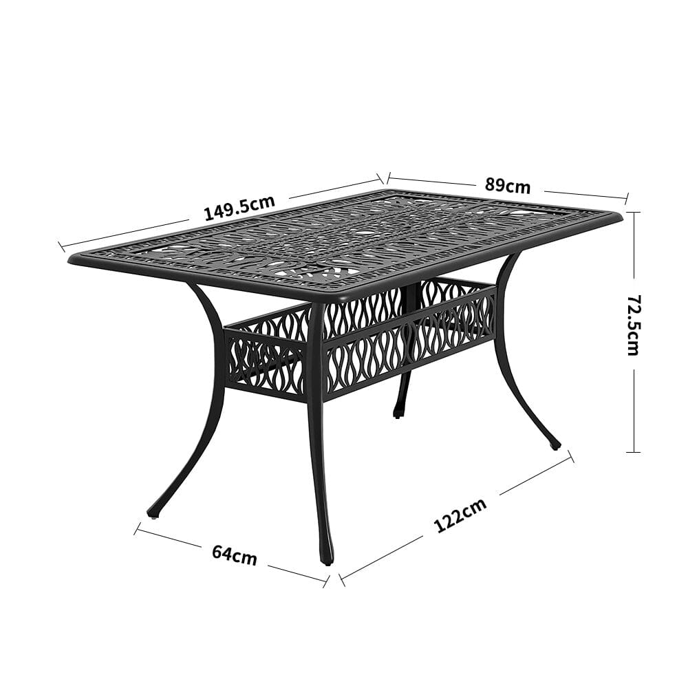 Set of 7 Retro Garden Bistro Set Cast Aluminum with Cushions Garden Dining Sets Living and Home 