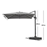 Grey 2.5m Cantilever Parasol with Base for Garden Parasols Living and Home 