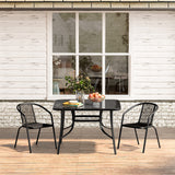 Garden Square Tempered Glass Table and Rattan Chairs GARDEN DINING SETS Living and Home 