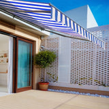 Retractable Patio Awning - Manual Shelter - Blue & White Awnings Living and Home 