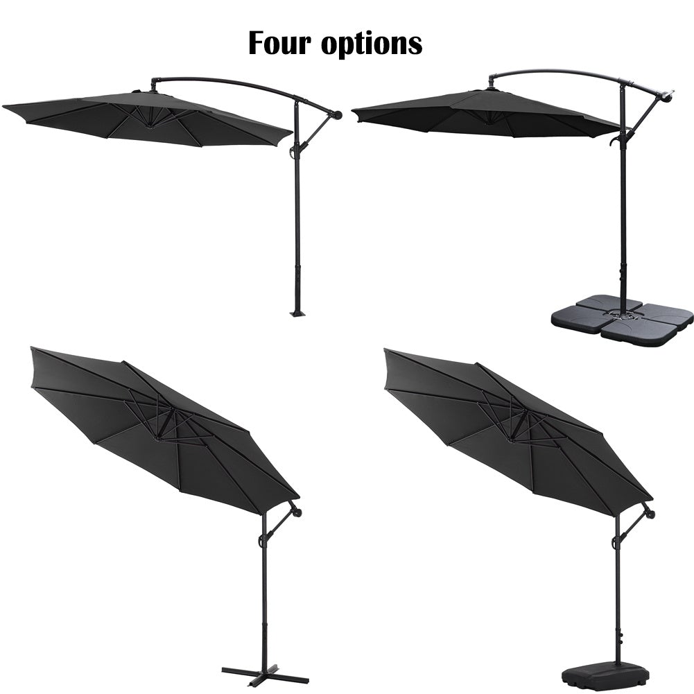 3M Black Sun Parasol Hanging Banana Umbrella Parasols Living and Home 